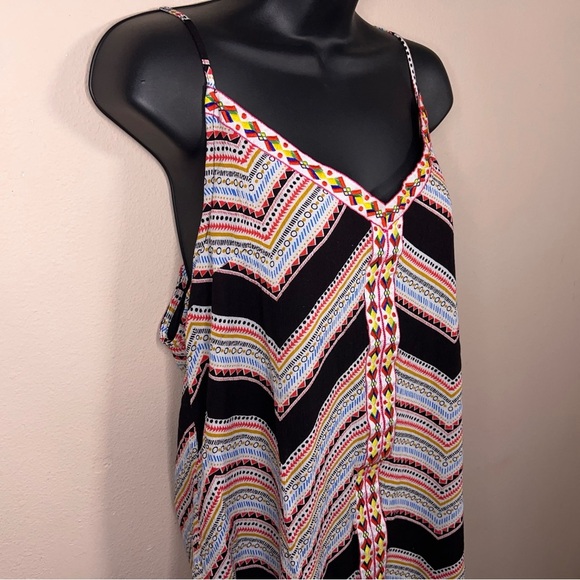 Large Umgee Boho Mini Dresscolorful Geometric Print Sleeveless Vneck Tunic - Picture 8 of 12